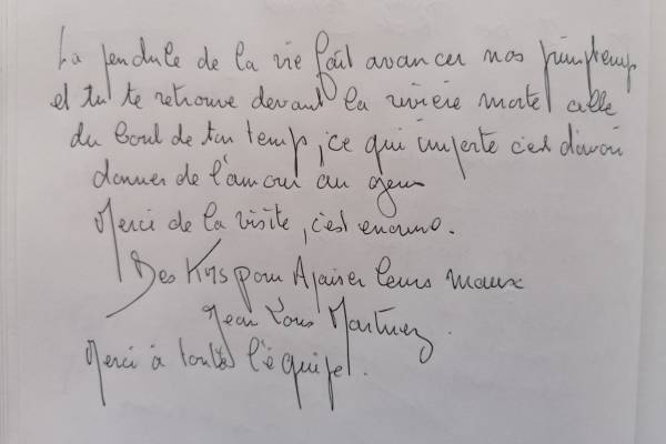 Souvenir of the passage of Jean-Louis Martinez in the association's guestbook