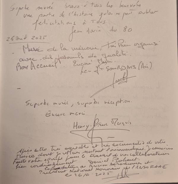 The two pages of the guestbook